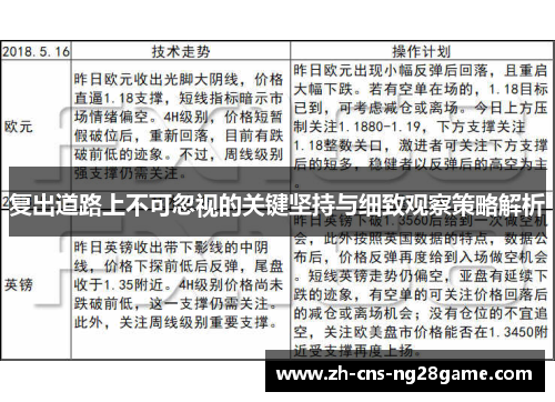 复出道路上不可忽视的关键坚持与细致观察策略解析