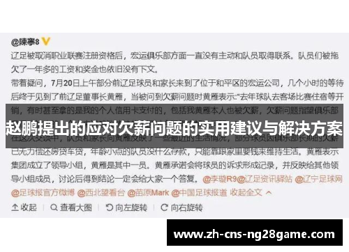 赵鹏提出的应对欠薪问题的实用建议与解决方案